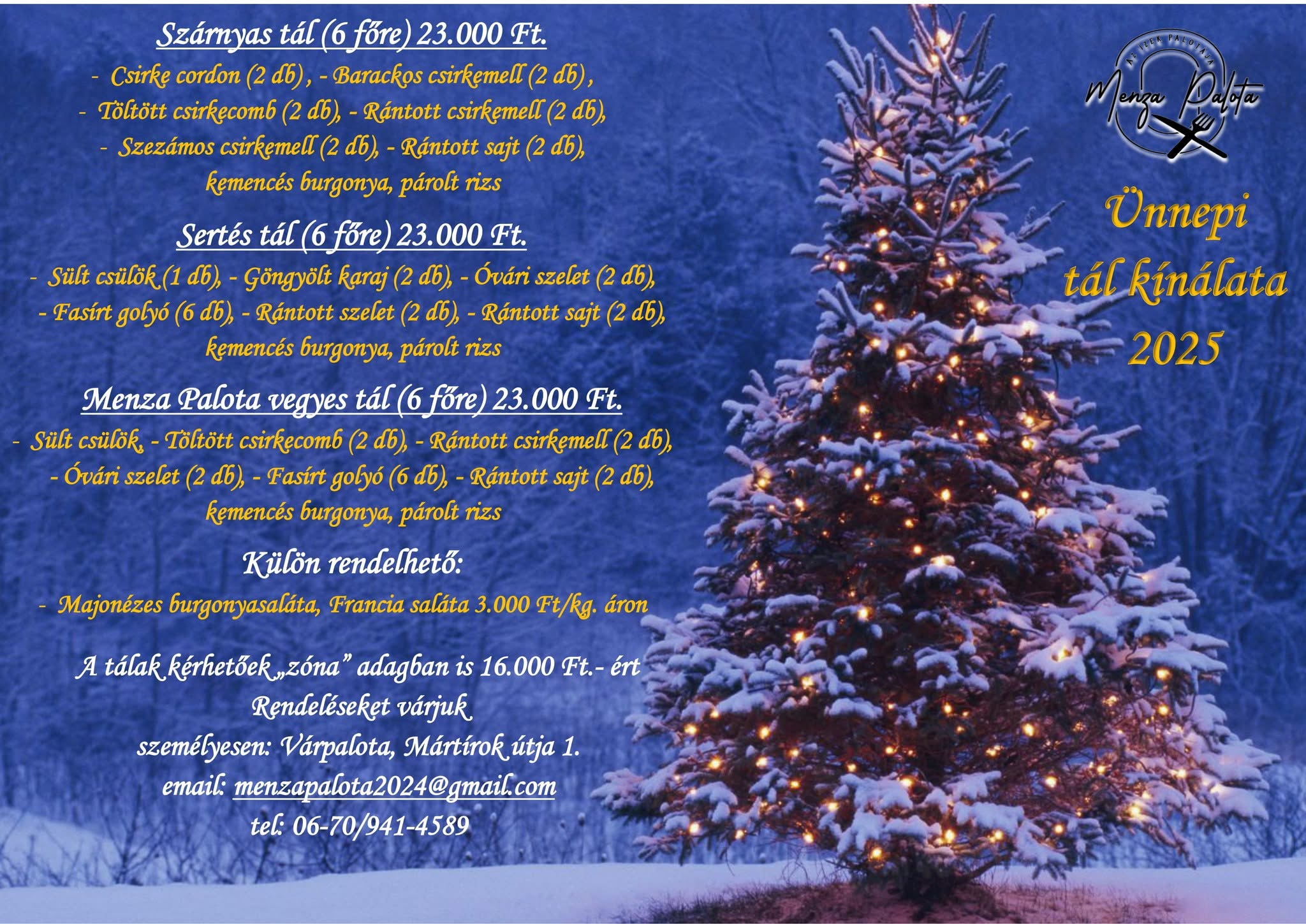 Menza Palota ünnepi tálak 2025